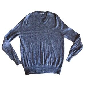 Barrow & Grove Sweater Mens Large Gray 100% Cashmere Classic Pullover V Neck